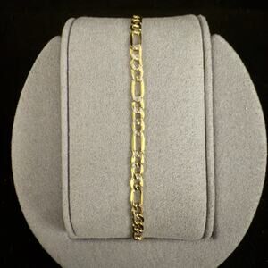 Beautiful 10k Gold Diamond Cut Figaro Bracelet 3.2mm ~7in/8in-NEW